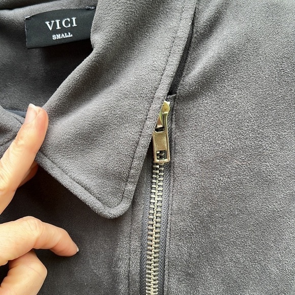 VICI Jacket Faux Suede Cropped Moto Style Sz S - Picture 7 of 11